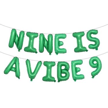 Imagem de Nine Is A Vibe Birthday Decorations Groovy 9th Birthday Party Supplies Nine Balloon Hippie Banner Decor Retro Decor for Nine Years Old Girl (NINE IS A VIBE 9 Green)