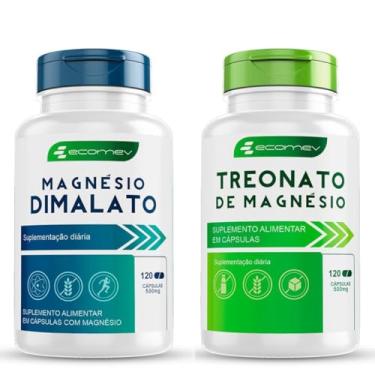 Imagem de Kit Mix Magnesio Dimalato + Treonato 100% Puro Importado 500mg 240Cáps Ecomev