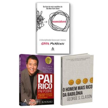 Imagem de Kit 3livros, Pai Rico, Pai Pobre + Essencialismo + O Homem Mais Rico d
