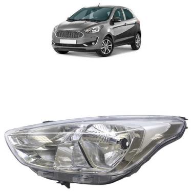 Imagem de Farol Dianteiro Ka 2019 2020 2021 2022 2023 Máscara Cromada Lisa Acríl