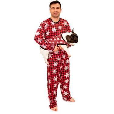 Imagem de Tal Pai Tal Pet Pijama Masculino Longo e Roupa Pet Natal Flocos de Nev