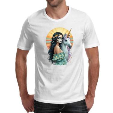 Imagem de Camiseta Unissex Caveira catrina e o unicornio - Alearts, P