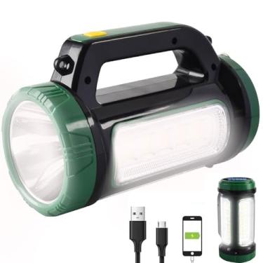 Imagem de Holofote de LED recarregável solar, lanterna portátil super brilhante de 10.000 lm, lâmpada LED multifuncional, luz de trabalho de acampamento, 6 modos de luz, à prova d'água IPX4