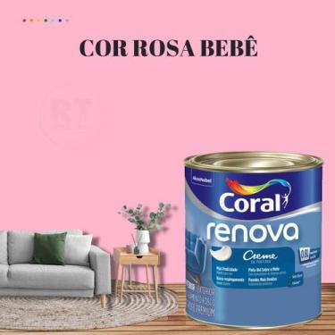 Imagem de Tinta Parede Rosa Claro Acrílica Fosca Coral Renova 800ml, ROSA BEBÊ