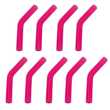 Imagem de pson 9 pontas de canudo de silicone, pontas de cotovelo flexíveis reutilizáveis de grau alimentício adequadas para canudos de metal de aço inoxidável de 8 mm (rosa rosa)