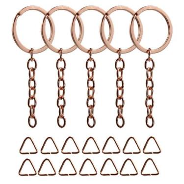 Imagem de Argola 32mm Rose Gold e Elo 8mm Para Chaveiro 10 Unidades - RussoArt