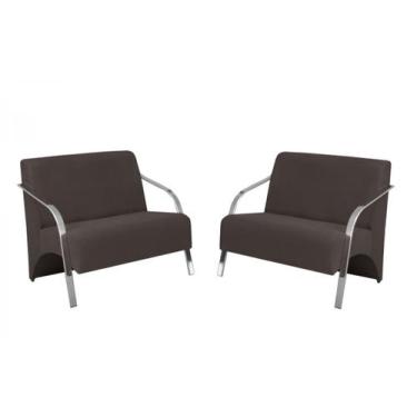 Imagem de Kit 2 Poltronas Namoradeira 2 Lugares Vênus Braço Alumínio D Salla Sue