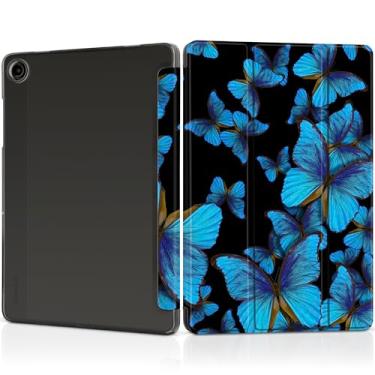 Imagem de MEEgoodo Capa para Samsung Galaxy Tab A9 Plus 27.9 cm 2023 (compatível com o modelo SM-X210/X216/X218), capas para tablet A9+ com textura de seda e capa traseira transparente para PC, azul abstrato e