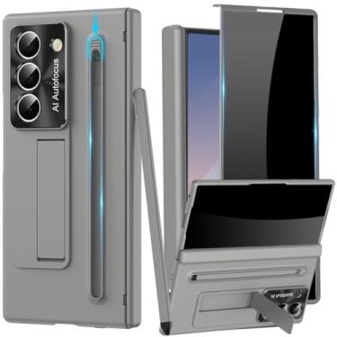 Imagem de YQODSZ Capa para Samsung Galaxy Z Fold 6 com suporte para caneta S e Stylus, Z Fold 6 capa fina de corpo inteiro com protetor de tela de privacidade, suporte, protetor de câmera, capa protetora