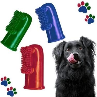 Imagem de Kit 2 Dedeira Escova de Dente Cachorro Gato Cores Sortidas - Pet Clean