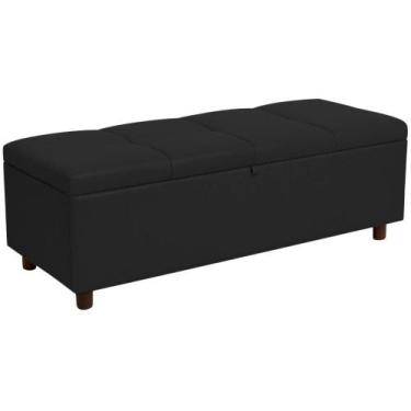 Imagem de Baú Recamier Espanha Couro Preto 140 cm - TNA Decor