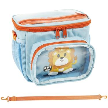 Imagem de Cesta de bicicleta infantil, bolsa de tecido Oxford, impermeável, vários bolsos, acessórios fofos de bicicleta para meninas e meninos, bolsa de guidão frontal com alça ajustável para bicicletas de