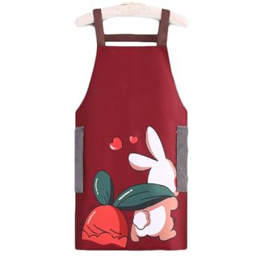 Imagem de Avental de cozinha ajustável à prova d'água para mulheres, avental de cozinha resistente a óleo com estampa de desenho animado fofo com toalha de mão avental durável