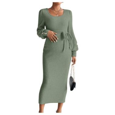 Imagem de Vestido de maternidade BEAUDRM verde manga comprida Bodycon XL