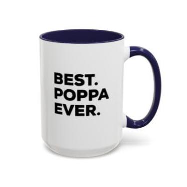 Imagem de Caneca de café Poppa Accent – Caneca engraçada de cerâmica para pai, presente de 325 g para pais, avôs ou papai - Ideia de presente de aniversário e Natal (azul-marinho, 425 g)