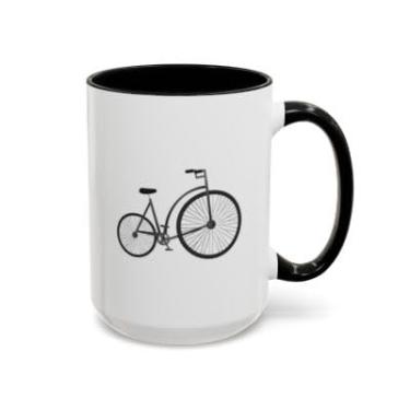 Imagem de Caneca de café de bicicleta – Copo de cerâmica com detalhe de bicicleta vintage – Presente divertido para ciclistas e amantes de café – Ideia de presente de aniversário e Natal (preta, 425 g)
