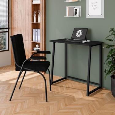 Imagem de Escrivaninha Dobrável Fit com Design Compacto e Prático, Ideal para Espaços Pequenos Estrutura Metálica Resistente e Tampo em MDF Garantem Funcionalidade e Estilo (Preto/Preto)