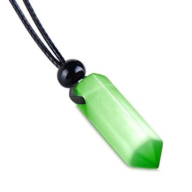 Imagem de Magic Human Colares de cristal - pingentes de ponta de cristal legais - joias boas vibrações - varinhas de olho de gato simuladas fofas - proteção espiritual amuletos de pêndulo - talismãs de energia