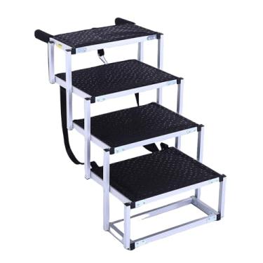 Imagem de Diydeg Escada para cães, rampa dobrável antiderrapante de liga de alumínio para cães de grande porte, escada portátil de 4 degraus para animais de estimação, para carros, SUVs,