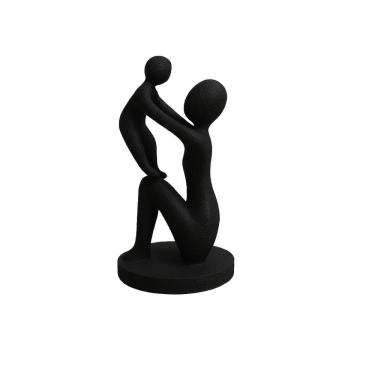 Imagem de Escultura Decorativa 3d Mãe E Filho Estatua Chique Moderna Preto