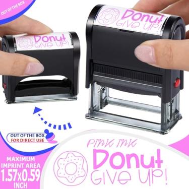 Imagem de Bertiveny Selos de auto-tinta, donut-give-up-teacher-selos para notas motivacionais de professores para escola sala de aula, incentivo a não desistir de carimbos para professores (donut give up)