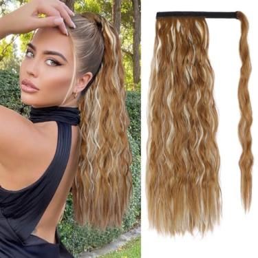 Imagem de AISI BEAUTY Extensão de rabo de cavalo ondulado de milho, extensão de rabo de cavalo longo para mulheres, cacheado em torno de rabo de cavalo 55 cm, clipe sintético em rabo de cavalo para uso diário