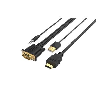 Imagem de ONTEN Cabo HDMI para VGA. Conversor HDMI macho para VGA macho com conector de áudio de 3,5 mm para TV Stick, Raspberry Pi, laptop, monitor, PC, tablet, câmera digital, etc