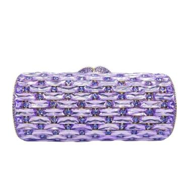 Imagem de GSYPS Bolsa feminina com strass de cristal de luxo para festa formal de diamante, bolsa brilhante e bolsa de mão, Lilás
