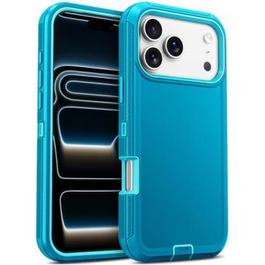 Imagem de Jelanry Capa para iPhone 17 Pro Max 5G de 6,9 polegadas, resistente, resistente e de camada dupla, à prova de quedas, proteção à prova de quedas com porta antipoeira e arranhões para Apple iPhone 17