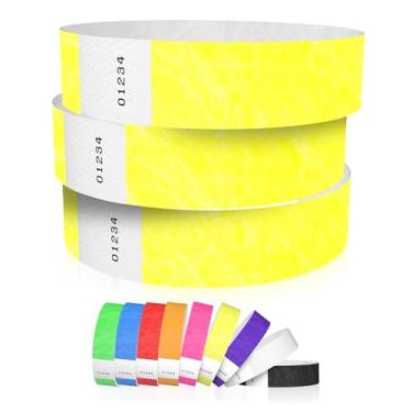 Imagem de Pulseiras Tyvek 600 Wristco amarelo neon para eventos - Design à prova de adulteração e cor fluorescente que evita a reutilização pulseiras de grau premium para identificação hospitalar e médica,