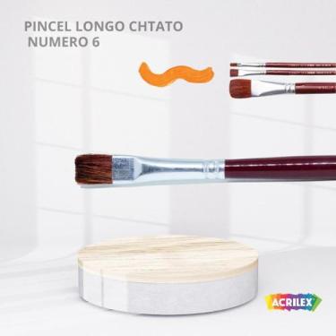 Imagem de Pincel orelha de boi vermelho longo chato numero 6 - ACRILEX