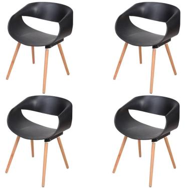 Imagem de Kit 4 Cadeiras Laís Anm8035f Anima Office Em Polipropileno Preto Base Em Madeira