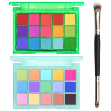 Imagem de Paleta de sombras UCANBE Colorful 15 tons com conjunto de pincéis