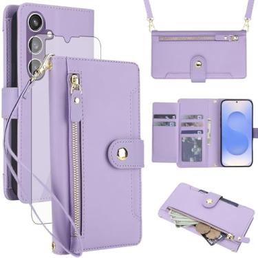 Imagem de Asuwish Capa de celular para Samsung Galaxy S24 Plus/S25 Plus S24+ S25+ 5G capa carteira com zíper, com protetor de tela e alça, suporte para cartão S24Plus 24S + S 24 24+ S25Plus 25S 25+ feminino