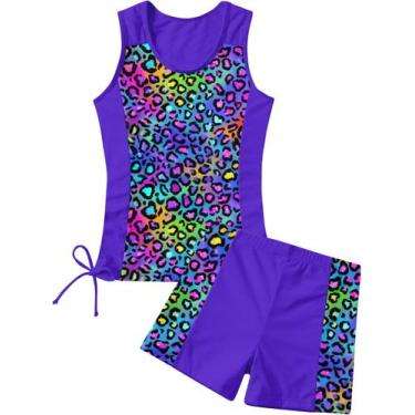 Imagem de Maiô RAISEVERN Girls Tankini tamanho 10 com shorts masculinos Leopard