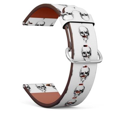 Imagem de MRAKPLGE Pulseira de relógio, estampa aquarela de caveira, Fossil Gen 5E 42 mm/Gen 6 42 mm, Fossil Venture Gen 4 HR/Gen 3 feminina e masculina, pulseira de couro vegano de substituição de 18 mm