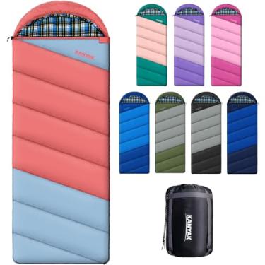 Imagem de Sacos de dormir para adultos, adolescentes, clima frio e quente, 3 estações, saco de dormir de flanela de algodão, leve, equipamento essencial para acampamento, caminhadas, atividades ao ar livre