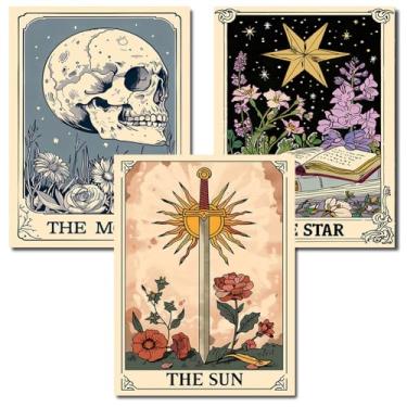 Imagem de Axquilon Kit de tinta de tarô por números para adultos - Kits de pintura por números para adultos em tela, kits fáceis de pintar por números para adultos para decoração de parede de casa 30 x 40 cm