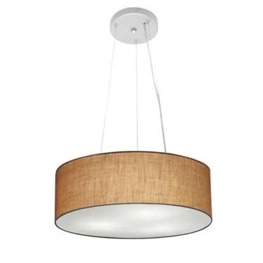 Imagem de Lustre Luminária Pendente Cupula Em Tecido Md-39801 - Bivolt - Para 3-lâmpadas E27 - Lustres Vivare Palha 40x15cm