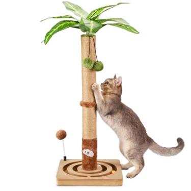 Imagem de MECOOL Poste arranhador para gatos resistente e premium com bola pendurada e brinquedo de pista de bola fofa para gatos 76 cm para gatinhos internos