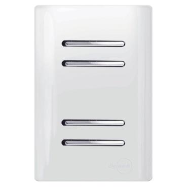 Imagem de 4 Interruptores Simples Cromado Com Placa 4x2 Branco - Dc-1200172 - Novara