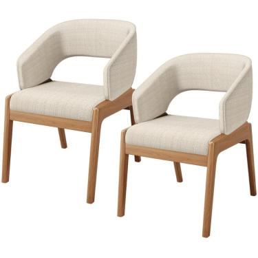 Imagem de Kit 02 Cadeiras De Jantar E Estar Living Estofada Lince L02 Linho Palha - Lyam Decor