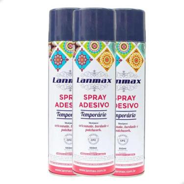 Imagem de Kit 3 Cola Temporária em Spray Lanmax Transparente 550ml Patchwork