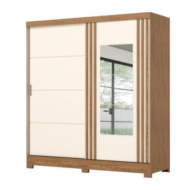 Imagem de Guarda Roupas Casal 2 Portas de Correr com Espelho Ripado 3 Gavetas Ja