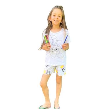 Imagem de Pijama infantil de colorir para meninas verão curto c caneta - Piquiri