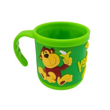 Imagem de Caneca Infantil com Alça Copo Alto Relevo 230ml - Top Útil, Verde