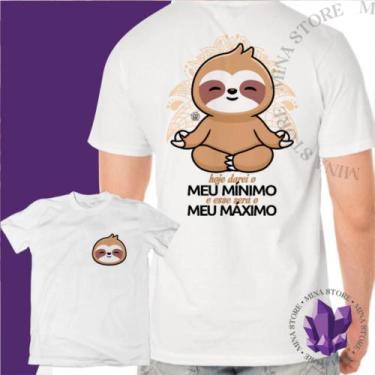 Imagem de Camiseta Preguiça Hoje darei meu Mínimo - Mina Store, Branco costas, G
