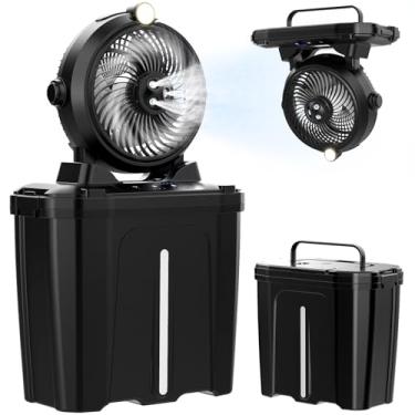 Imagem de Ventilador de nebulização portátil com balde grande de 11L, ventiladores de acampamento operados por bateria recarregável por USB de 20.000 mAh, 3 saídas de spray grandes e 3 ventos fortes, ventilador