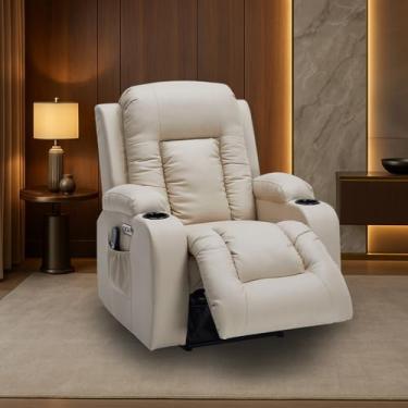 Imagem de Poltrona do Papai Elétrica Reclinável Austin com Massagem Aquecimento entrada USB/USB-C PU Bege G94 - Gran Belo