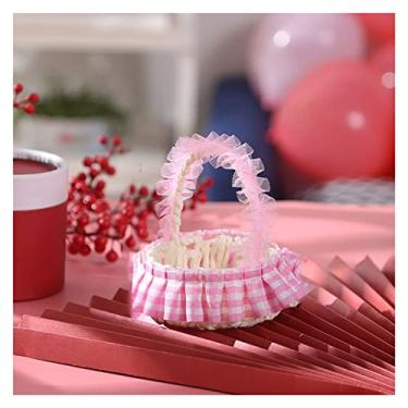 Imagem de Cestas de flores de casamento, cestas de compras de renda, cestas de armazenamento de doces feitas à mão, cestas de armazenamento de casamento (cor: D, tamanho: 1) (A 1)